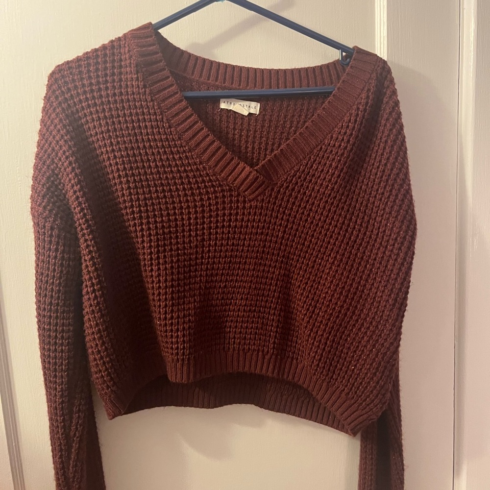 Aeropostale Women's V-Neck Sweater - Deep Brown